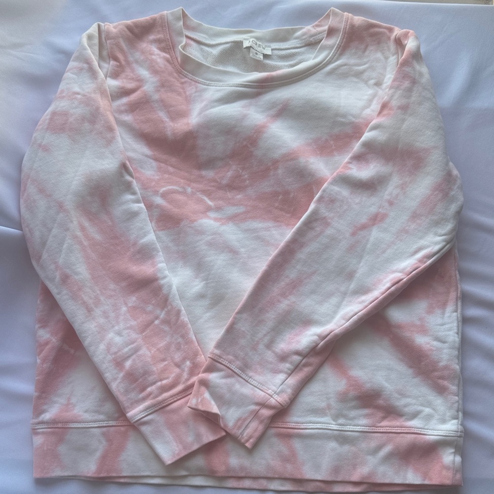 J. Crew Pink and White Tie Dye Textured Knit Top